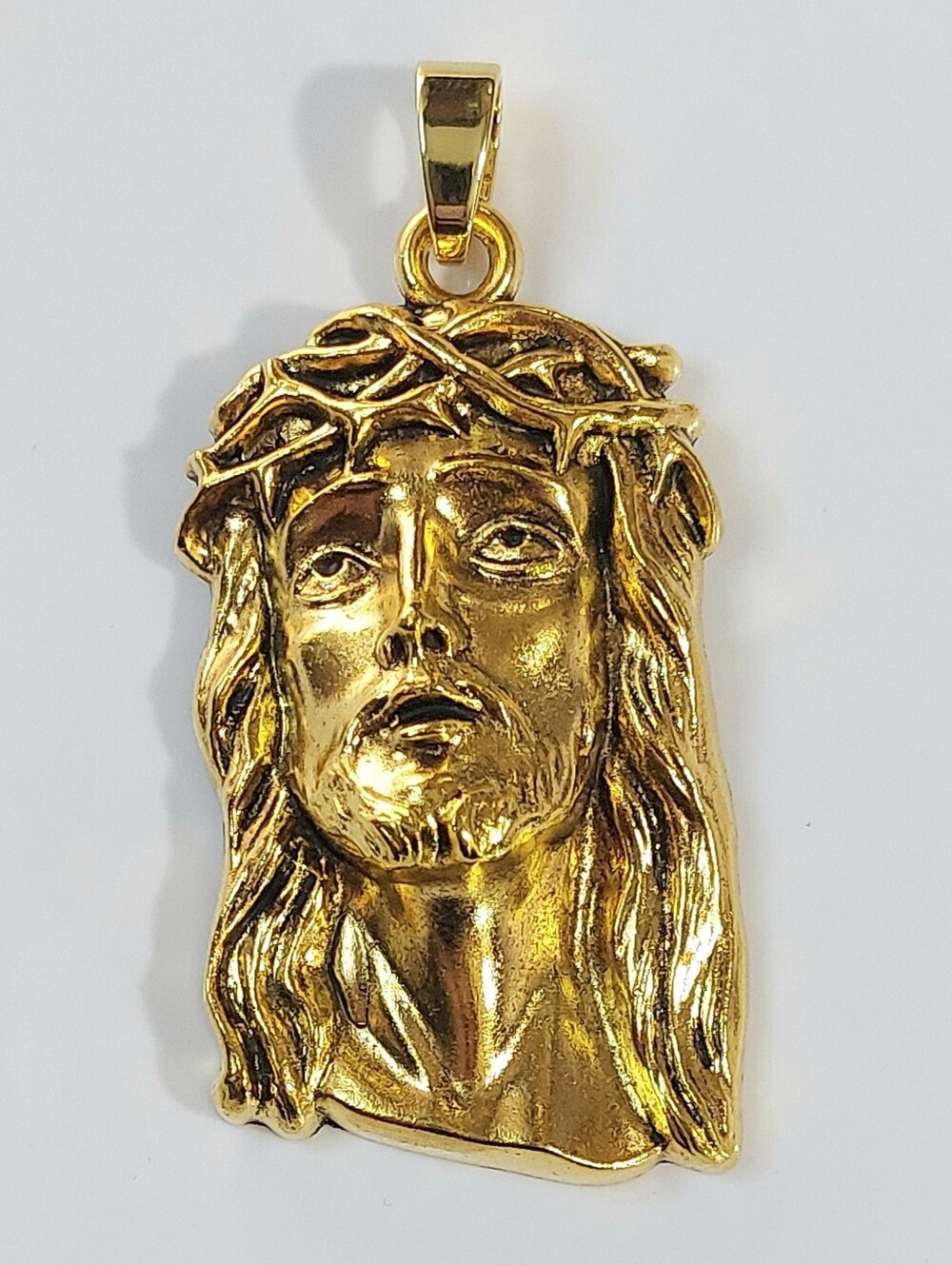 Gold Jesus head of thorns necklace pendant  - men's women's jewelry
